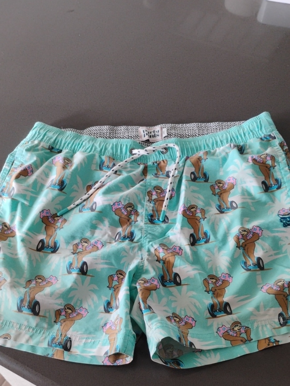 Party Pants-Men's Mint Green Novelty Swim Trunks